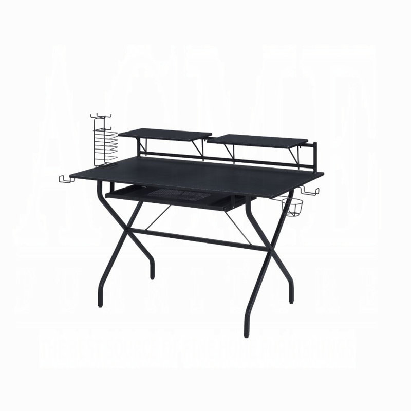 Capsicum 2-Shelf Gaming Desk in Black