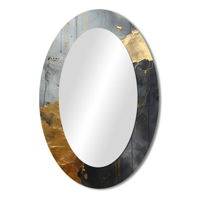 Minimalism Chrome Gold And Black Poteries I - Gold Oval Wall Mirror Decor