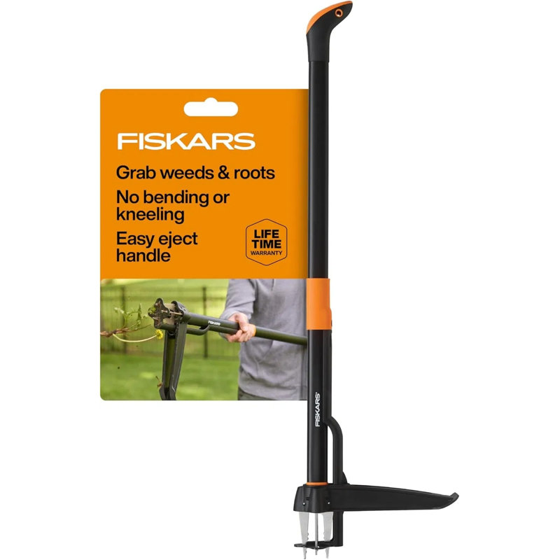 Désherbeur à 4 griffes à 4 griffes - Désherbeur à long manche ergonomique 39 po avec mécanisme d'éjection facile pour pissenlits, chardons et mauvaises herbes envahissantes