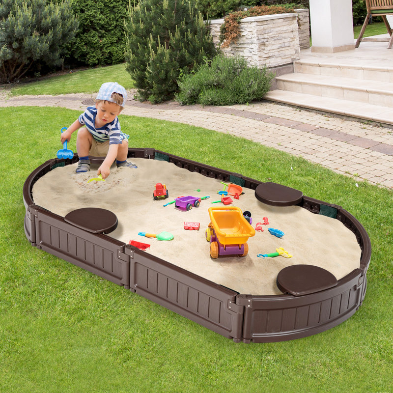 Freeport Park Alani 185cm x 21cm Plastic Rectangle Sandbox with Cover