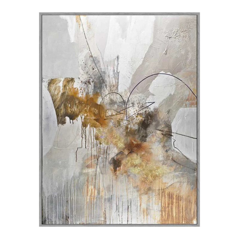 Art mural abstrait doré et gris
