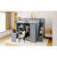 Lit mezzanine gris peu encombrant avec rangement et espace de travail multifonctionnels