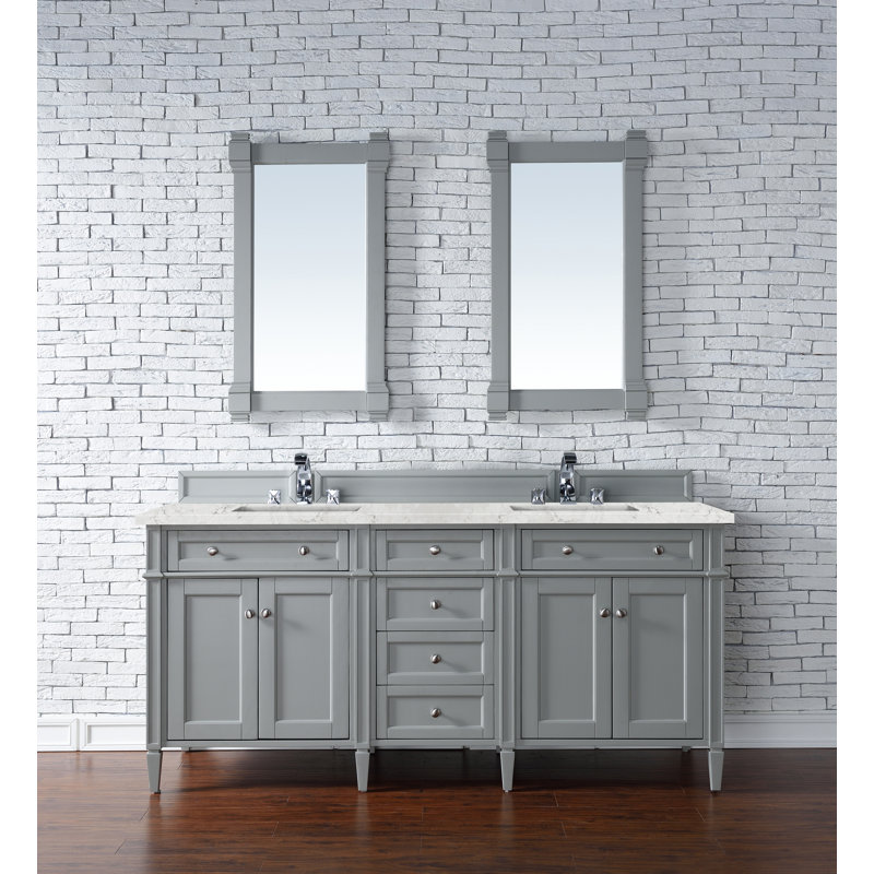 Brittany 72'' W Double Vanity, Eternal Jasmine Pearl, Urban Gray