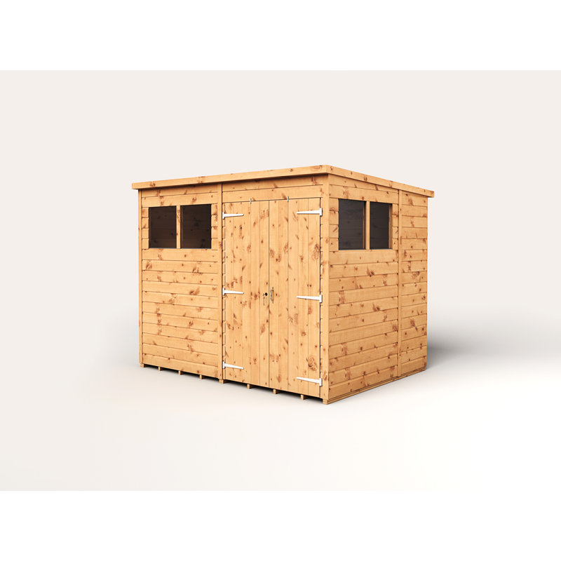 Modular Pent Garden Shed  8X6   Double Door Windows