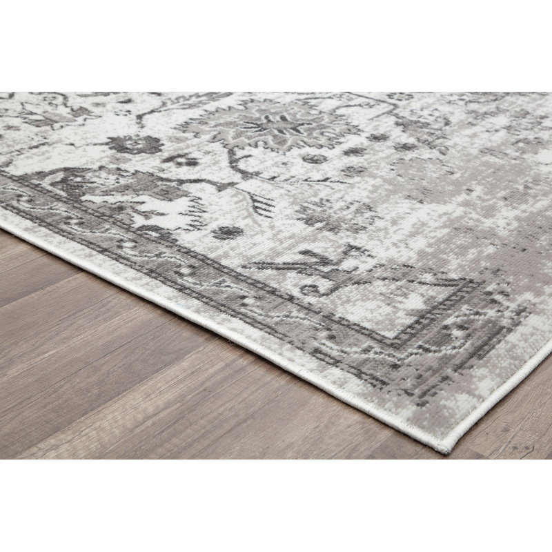 Freya Farmhouse Icy Grey Area Rug, Rectangle 2'6" x 4'
