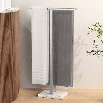 KES Bathroom Freestanding Towel Rack Equal-height 37" H with Marble Base Fits Large Bath Towel, Polished Finish