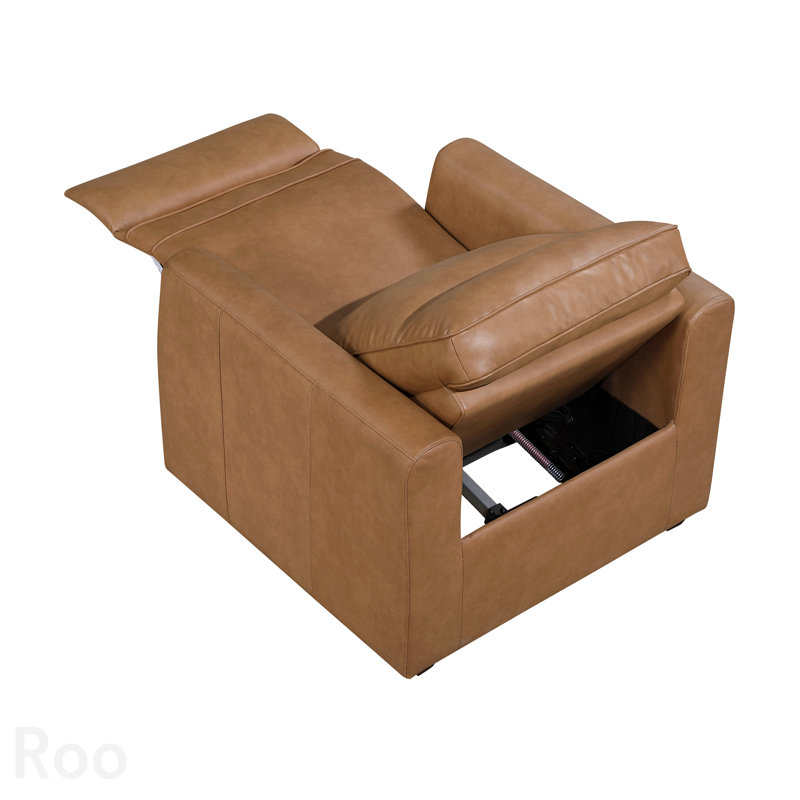 Fauteuil inclinable électrique moderne, ports de charge USB, conception inclinable murale zéro, revêtement en similicuir, mobilier de salon - brun