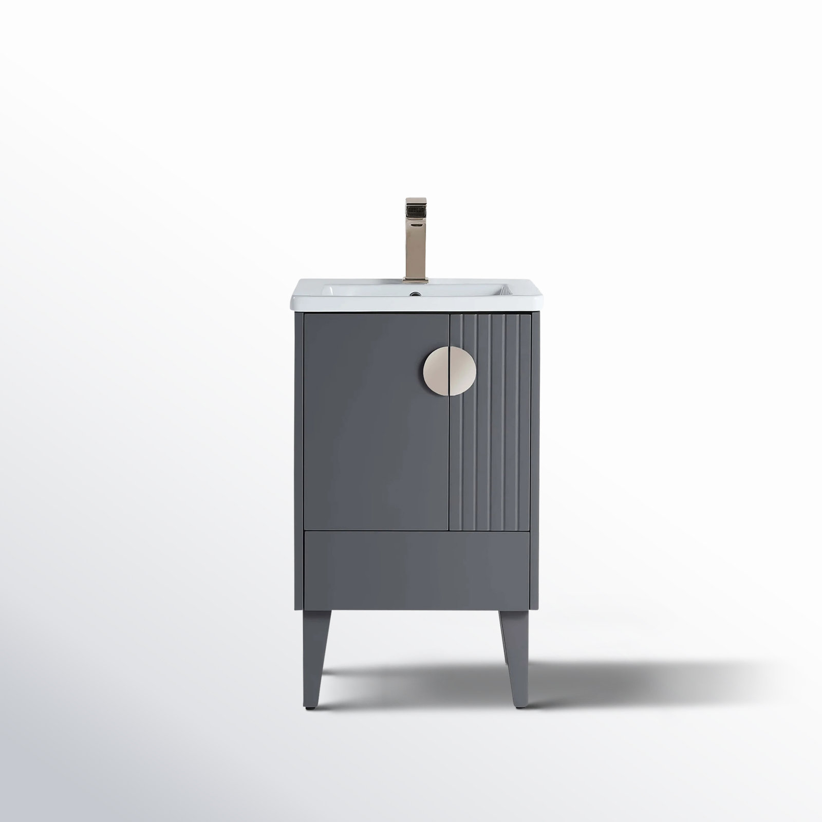 Saimah 20'' Single Bathroom Vanity, Rock Gray, Satin Nickel