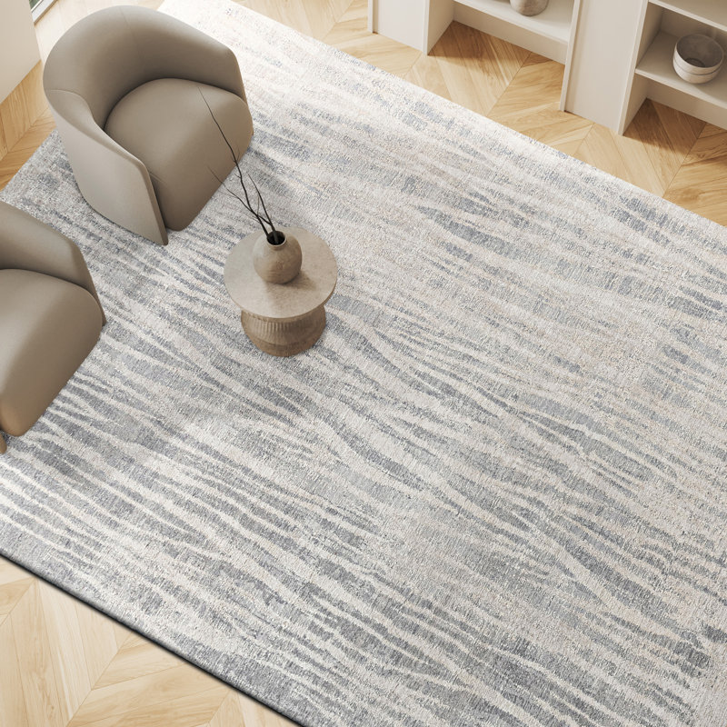 High-Quality Hand-Knotted Grey And Silver Area Rug, Rectangle 12' x 15'