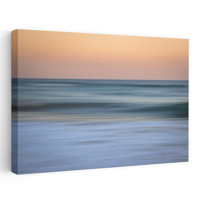 Abstrait océan coucher de soleil abstrait poisson, art mural côtier, H 48 po x l 32 po
