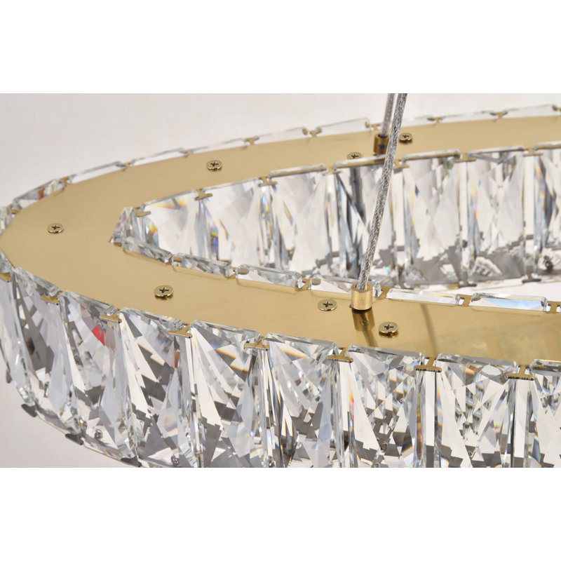 Lustre ovale en cristal 2 lumières Steveson, H 12 po x l 24 po x P 24 po, Or