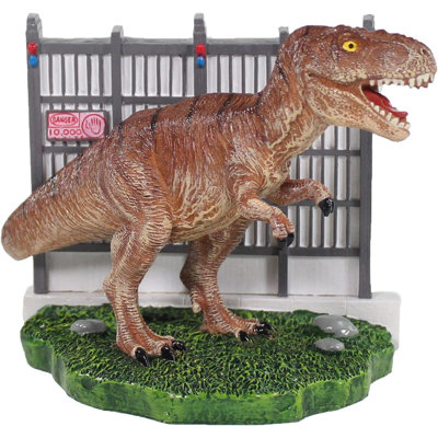 Jurassic Park 2-Piece Aquarium Ornament Bundle – Includes T-Rex and Park Gate Decorations – Small