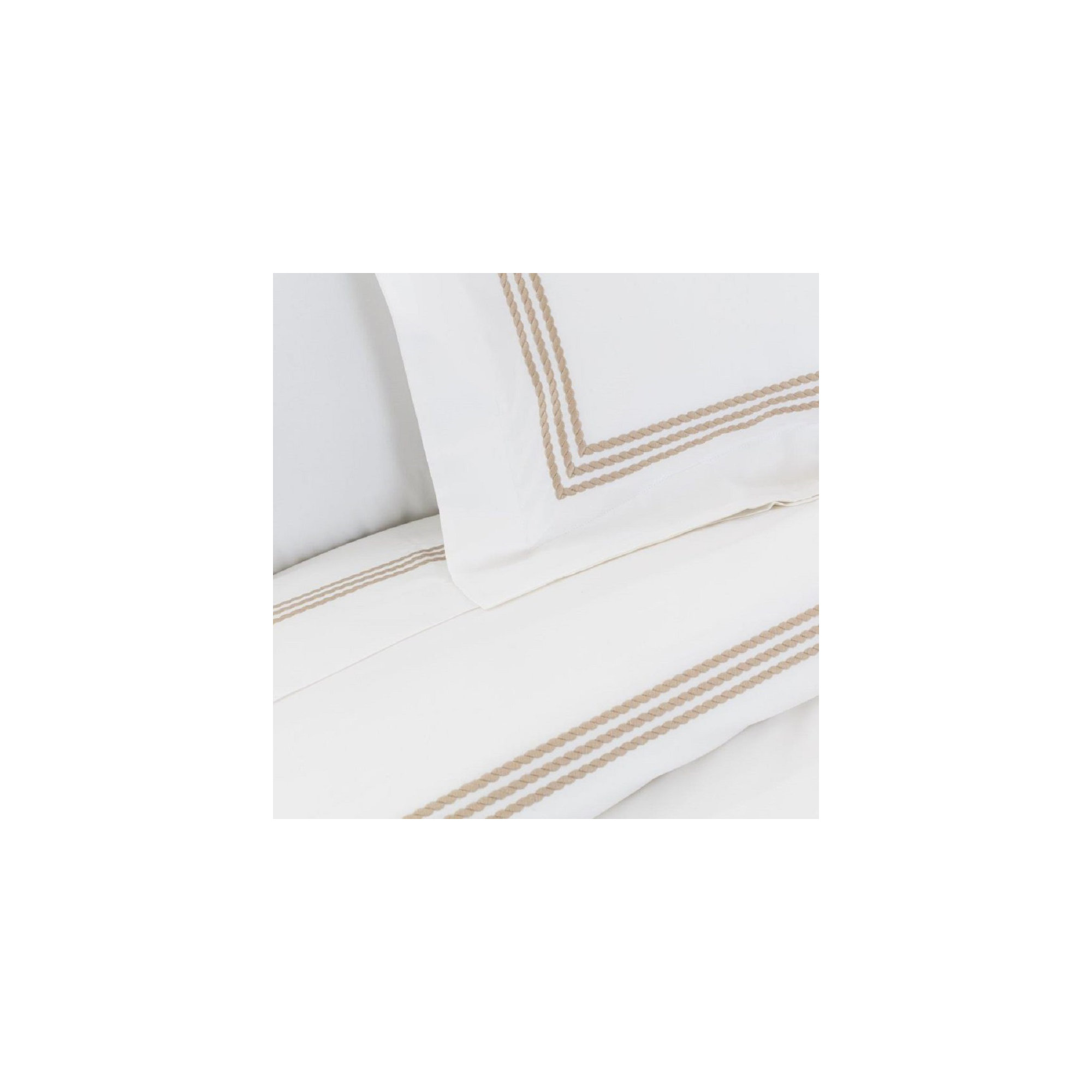 Janay Cotton Pillow Sham, Standard, Taupe / White