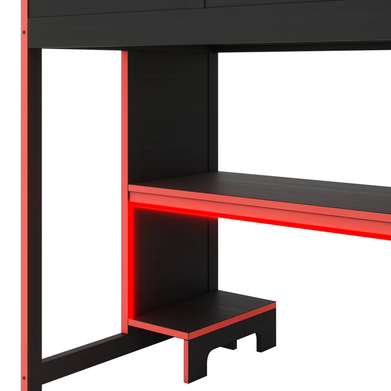 Lit mezzanine simple en bois avec station de travail intégrée