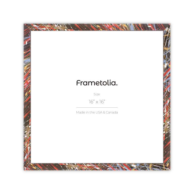 Cadre mural Frametolia Verde Mint Splash, L 16 po x H 16 po, Noir / or / bleu / rouge / blanc