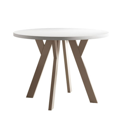 Extendable Round Metal Base Dining Table