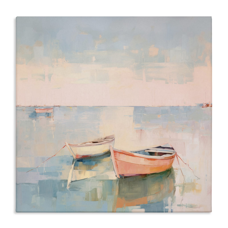 «Pastel Docked Bateaux», art mural sur toile par Irena Orlov, H 36 po x l 36 po