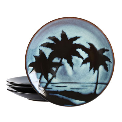 Ensemble de 4 assiettes rondes en grès de 10,75 pouces Gibson Elite Sunset