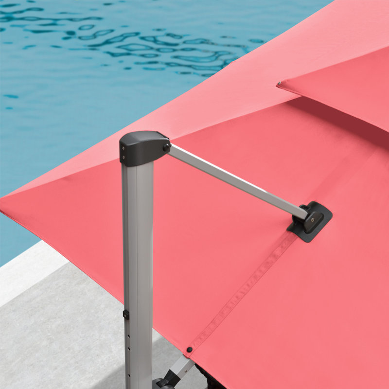 4m x 3m Rectangular Cantilever Parasol With Base, Red