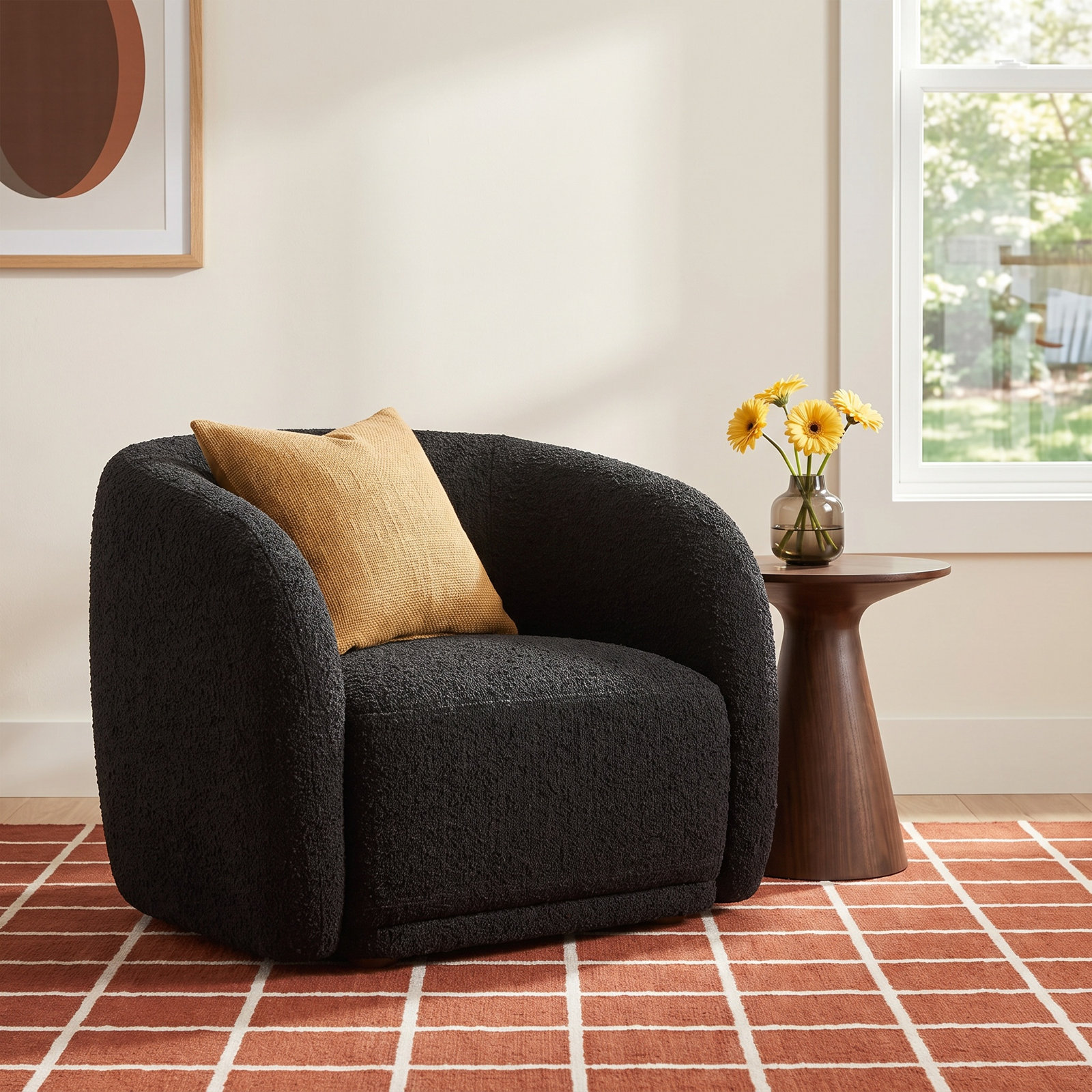 Penelope Armchair, Black Boucle