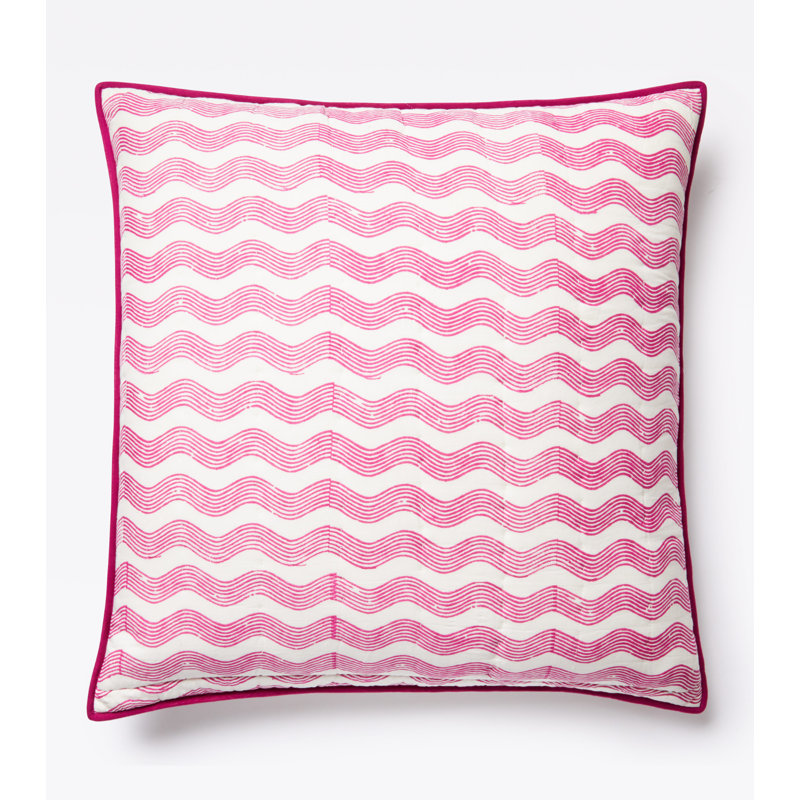 Reversible Block Print Surfer Euro Sham in Orchid, White/Pink
