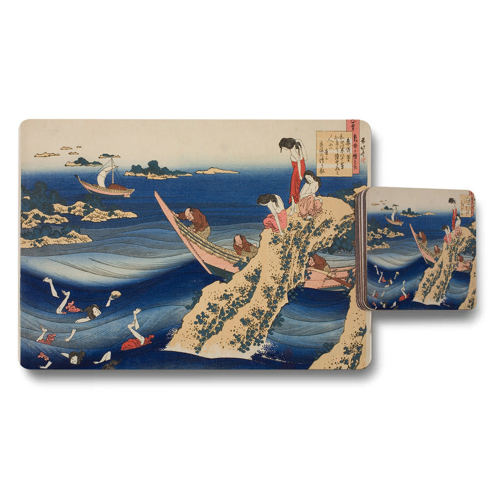 Great Wave Off Kanagawa Placemats And Coasters Set