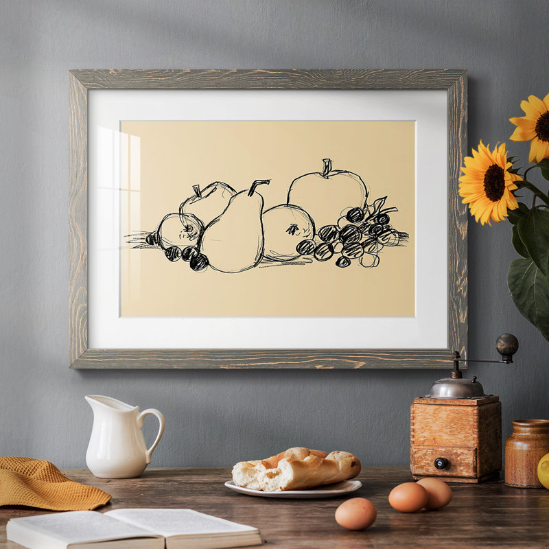 " Graphite Fruit II " Painting Print, Gray