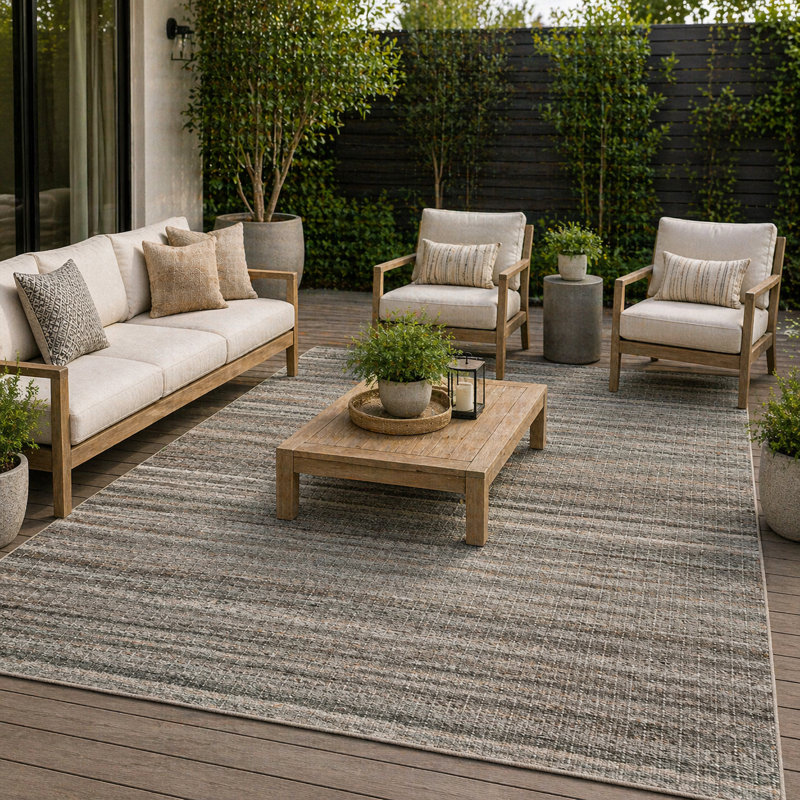 Tapis brun tissé à la main (extérieur) Atlantic, Rectangle 4 pi x 6 pi