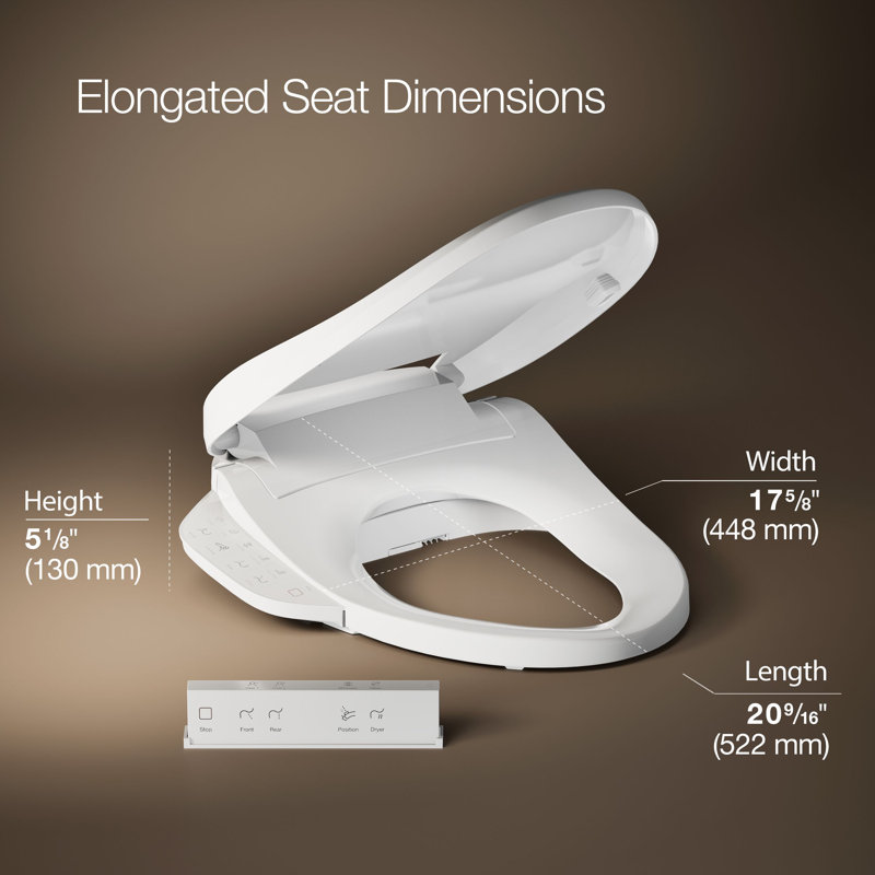 Purewash E725 Elongated Bidet Toilet Seat With Remote Control, White