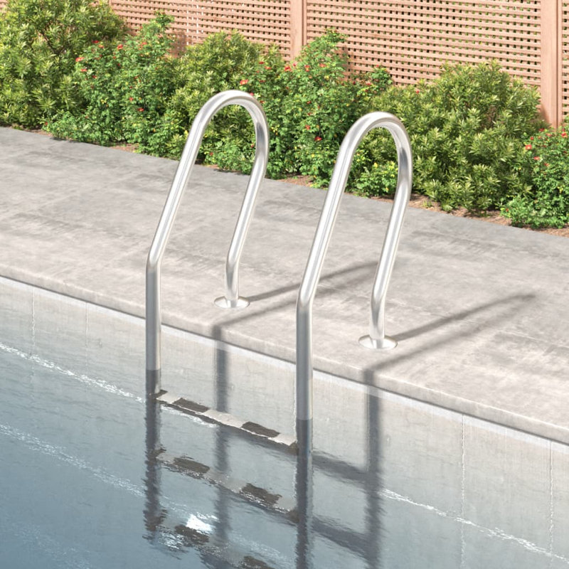 Échelle de piscine en acier inoxydable 304 argenté 21,3 x 15,0 x 62,2 po Vidaxl