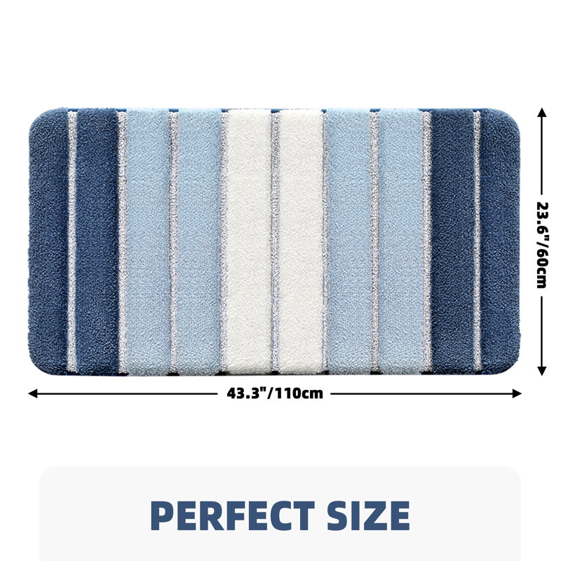Danimir Microfiber / Microsuede Non-Slip Bath Rug, Blue, 24" W x 43" L