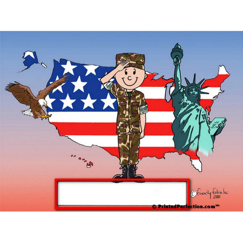 Personalized Friendly Folks US Army - Male Rhinestone Bordered Key Chain, Yes