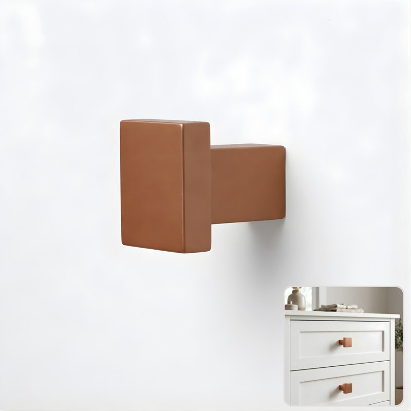 ROUS Hardware Art Deco Square Knob, Copper (Brown)