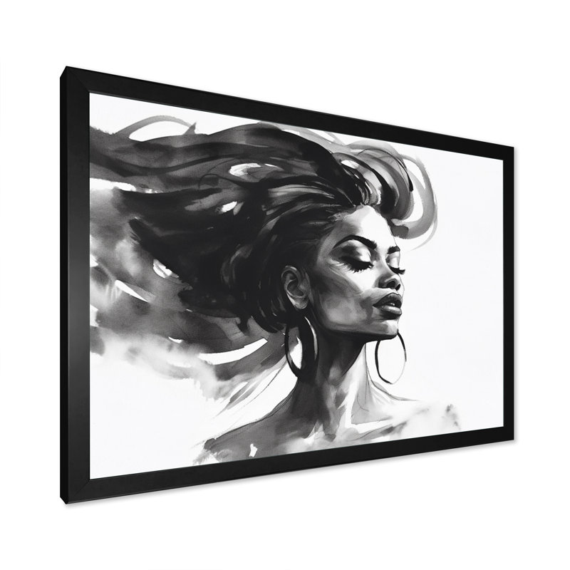 Femme afro-américaine Pierce IV - Portrait, reproduction d'art mural, Cadre photo noir simple, H 34 po x l 44 po x P 1,5 po