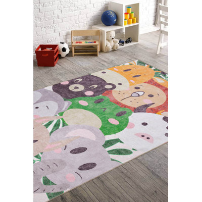 Tapis décoratif mignons animaux colorés pour enfants