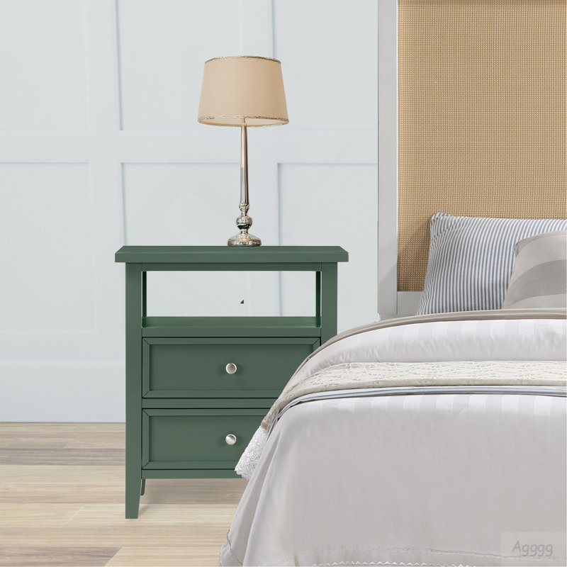 Table de chevet 2 tiroirs Weston Vintage Green
