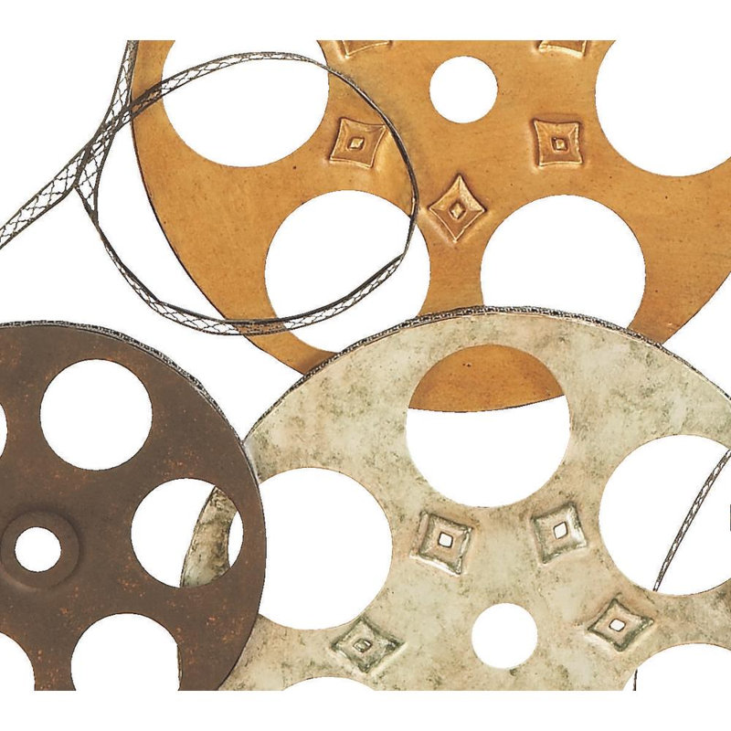 Metal Vintage Movie Reel Film Home Multi Colored Wall Decor