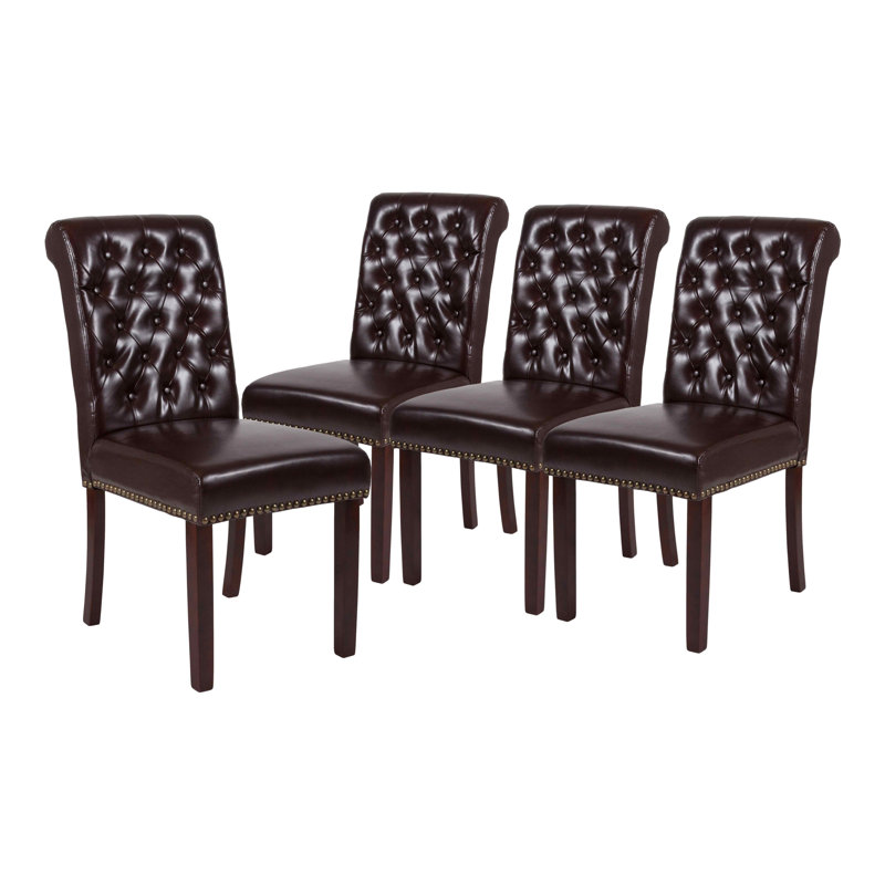 Feige Parsons Chairs-Rolled Back, Accent Nail Trim, Brown