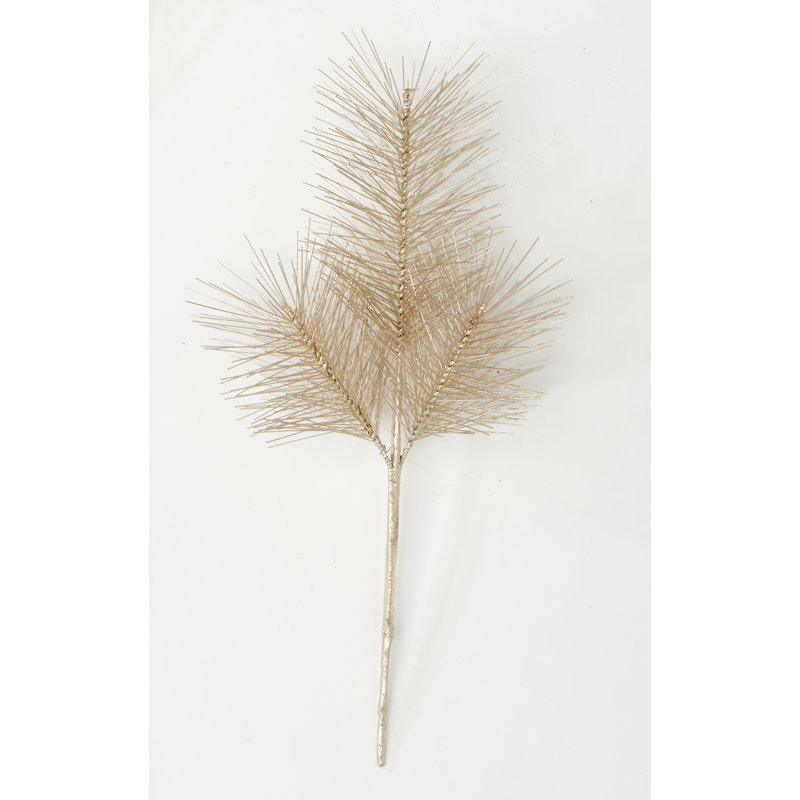 Couleur: aiguille de pin artificielle en plastique 10 po avec tige métallique (ensemble de 6), Champagne