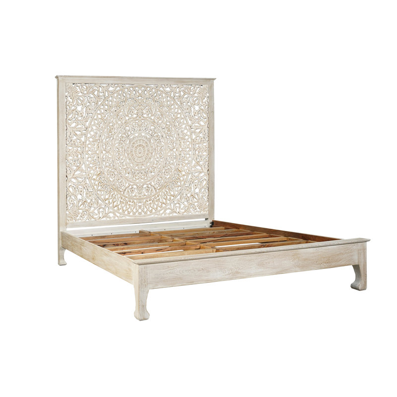 Lit standard en bois massif Aarohi, Grand, Blanc