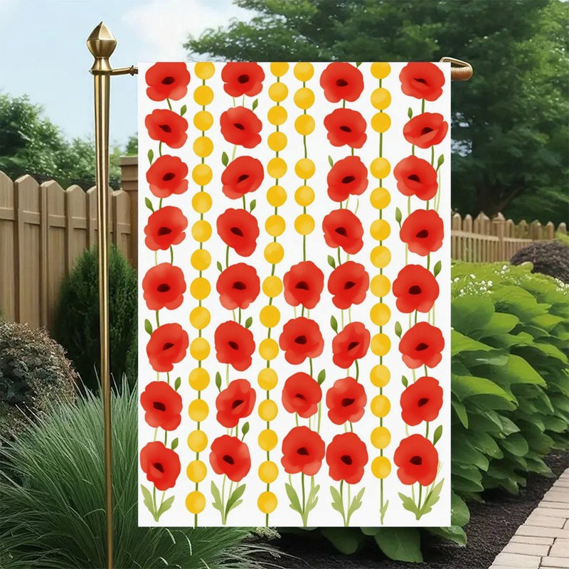 Drapeau minimaliste à rayures verticales double face rouge coquelicot 12 po x 18 po