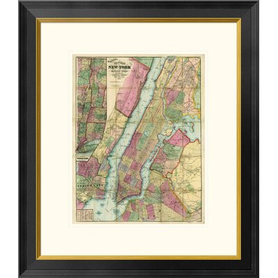 Map of New York and Adjacent Cities, 1874 by Gaylord Watson Framed Graphic Art -  Global Gallery, DPF-295406-16-296