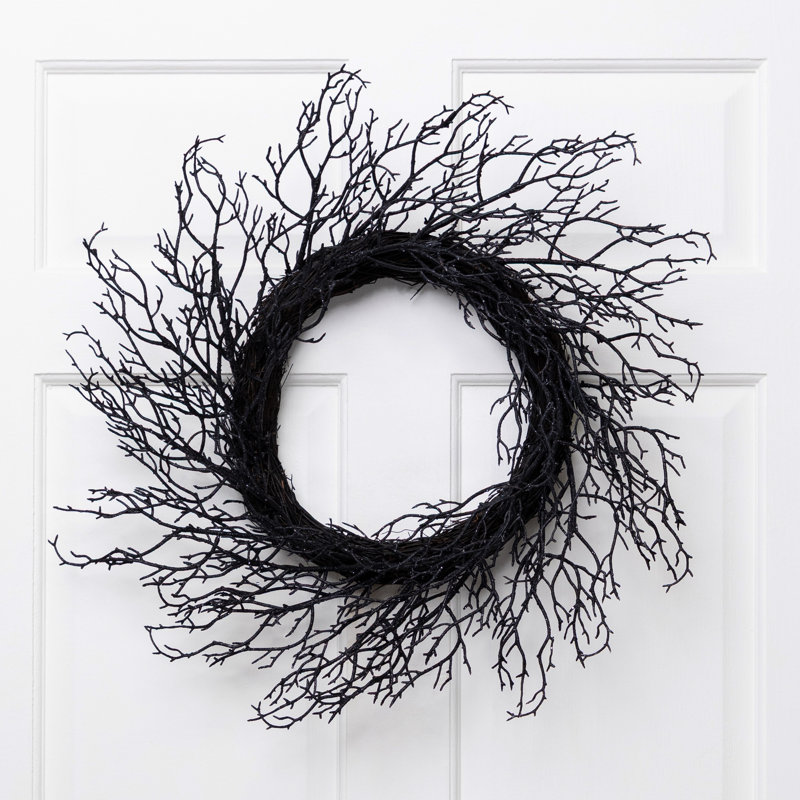 Couronne d'Halloween artificielle noire 24 po non éclairée
