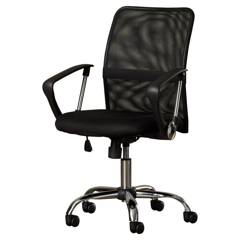 Mid-Back Black Mesh Swivel Task Chair with Chrome Base