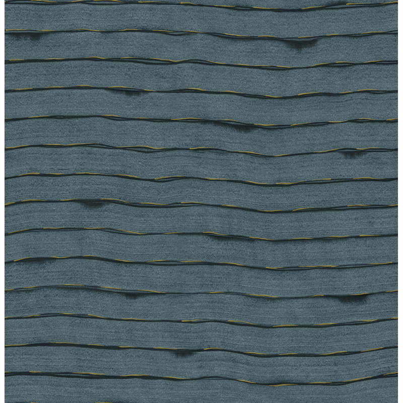 Papier peint lignes horizontales ondulées, Bleu