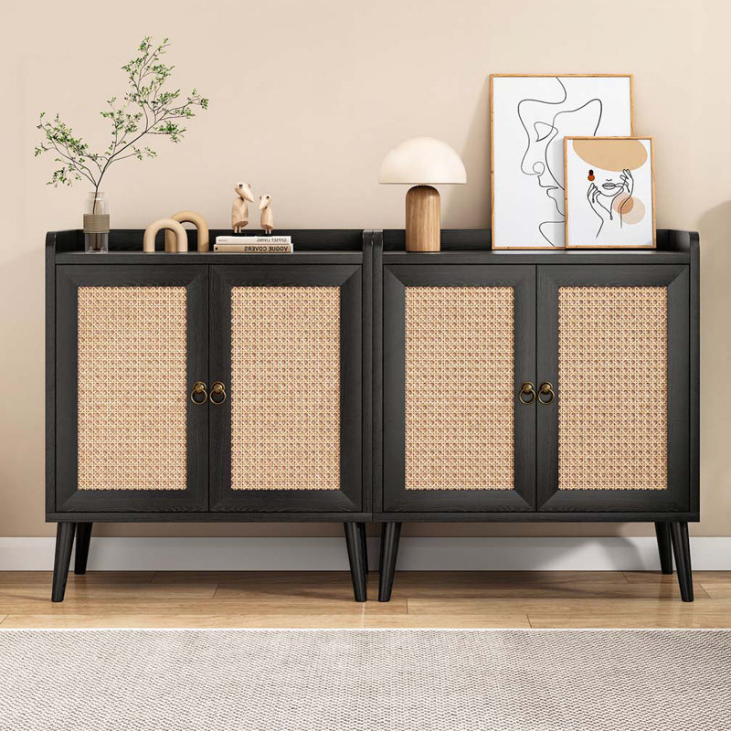 Vienna Accent Cabinet, Black/Natural