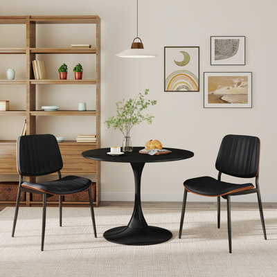 Modern Round 3 Piece Dining Room Table and Chairs Set