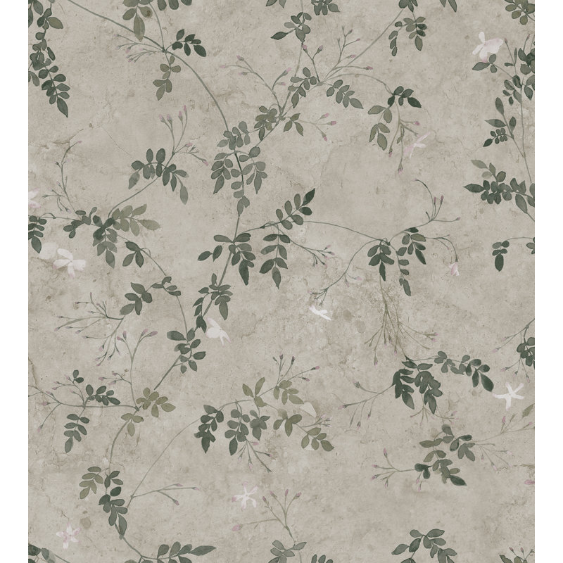 Jordnara Floral Matte Wallpaper Roll, Olive Green