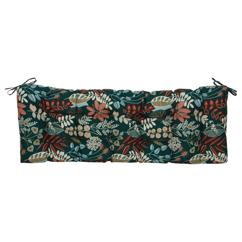 Coussin de banc pour l'extérieur, L 55 po x P 19 po, Vert / floral épinette Windcrest