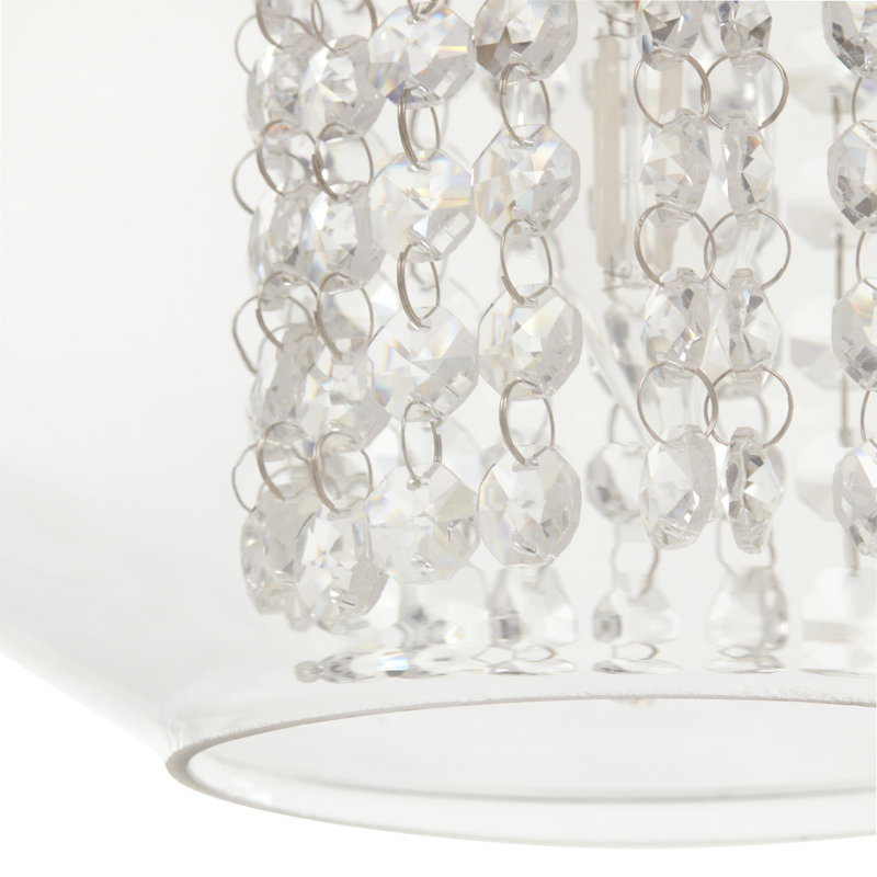 Luminaire suspendu en forme de goutte en verre transparent avec accents de cristal de 10,25 po, Transparent